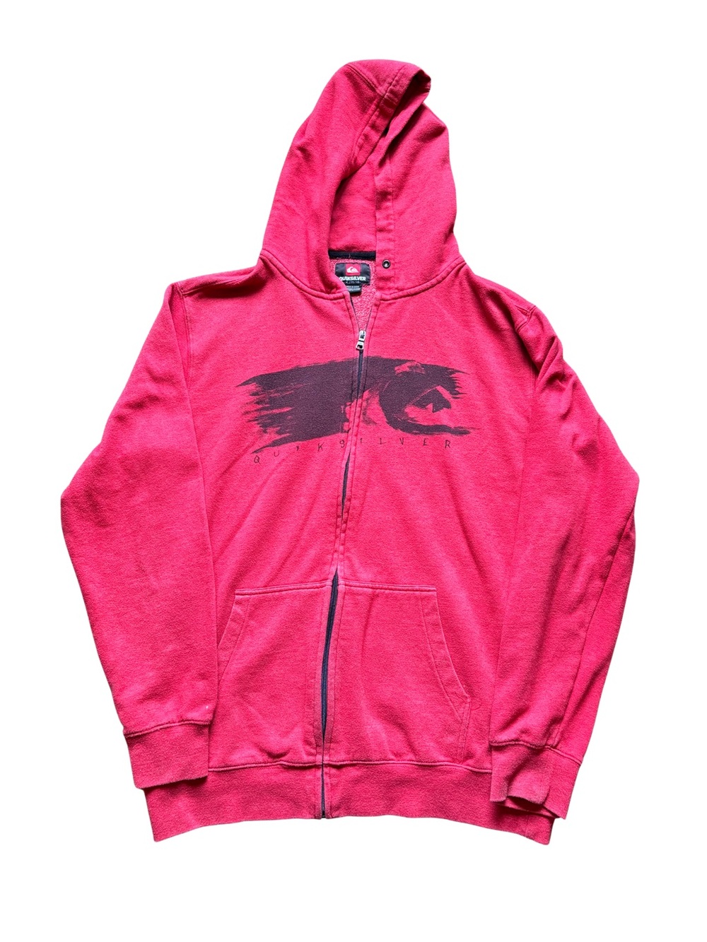 Vintage Y2K Quiksilver Men's Red Zip-Up Hoodie Sweatshirt XL